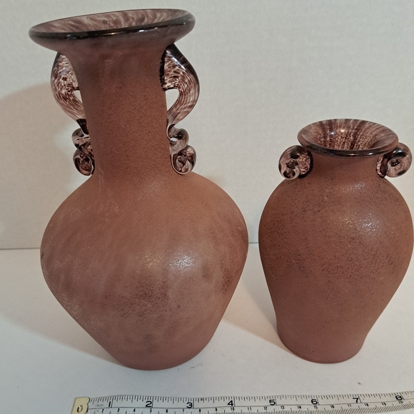Two Purple rustic glass vase, hand blown. - Picture 6 of 6